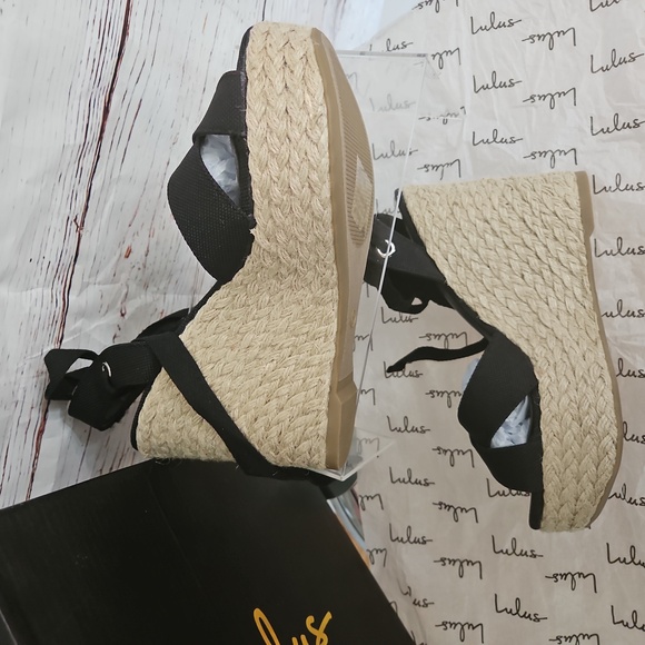 NWT Lulu's Esme Ankle Wrap Tie Espadrille Wedges - Picture 5 of 14
